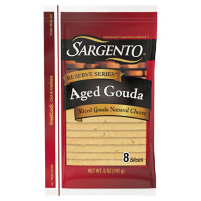Sargento Reserve Series Sliced Aged Gouda Natural Cheese, 8 count, 5 oz