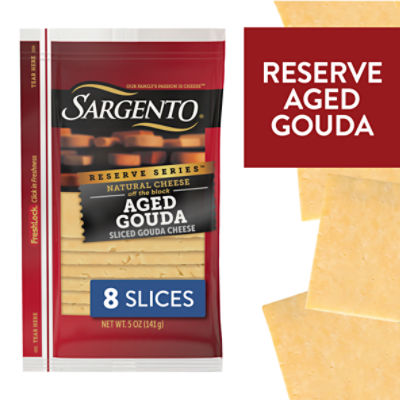 Sargento Reserve Series Sliced Aged Gouda Natural Cheese, 8 Count, 5 oz, 5 Ounce