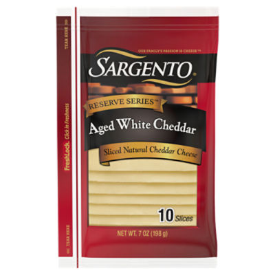 Sargento Reserve Series Sliced Aged White Natural Cheddar Cheese, 10 count, 7 oz