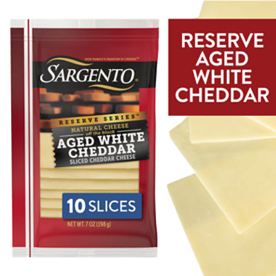Sargento Reserve Series Sliced Aged White Cheddar Natural Cheese, 10 count, 7 oz