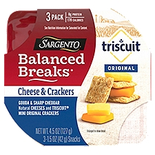 Sargento Balanced Breaks Snacks, Triscuit Original Cheese & Crackers, 4.5 Ounce