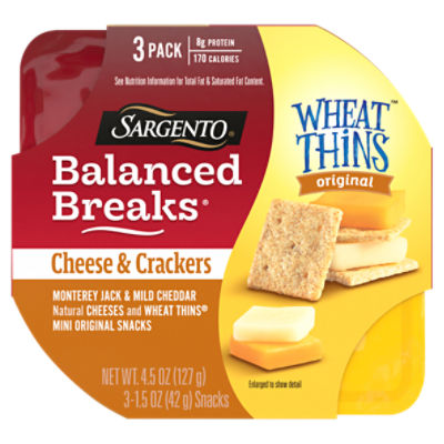 Sargento Balanced Breaks Wheat Thins Original Cheese & Crackers Snacks, 1.5 oz, 3 count