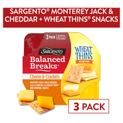 Sargento Balanced Breaks Wheat Thins Original Cheese & Crackers Snacks, 1.5 oz, 3 count