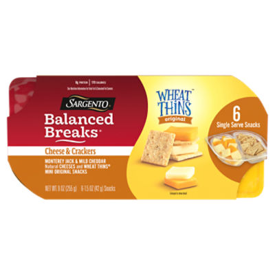 Sargento® Balanced Breaks® Monterey Jack & Mild Cheddar & WHEAT THINS® Mini Original Snacks, 6-Pack