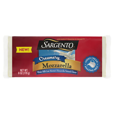 SARGENTO Creamery Mozzarella Natural Cheese, 6 oz