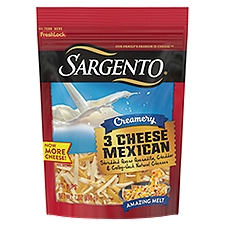 Sargento Creamery Shredded 3 Mexican, Cheese, 7 Ounce