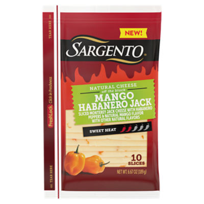 Sargento Mango Habanero Sliced Monterey Jack Cheese, 10 count, 6.67 oz, 6.67 Ounce