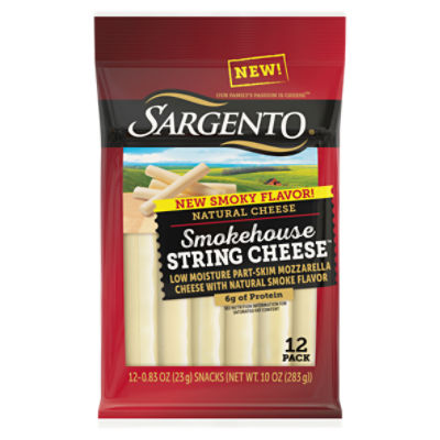 Sargento Smokehouse String Natural Cheese Snacks, 0.83 oz, 12 count