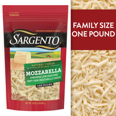Sargento Shredded Low Moisture Part Skim Mozzarella Natural Cheese, 16 oz