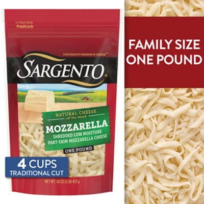 Sargento Shredded Low Moisture Part Skim Mozzarella Natural Cheese, 16 oz