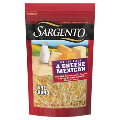 Sargento Shredded 4 Cheese Mexican Natural Cheese, Fine Cut, 16 oz