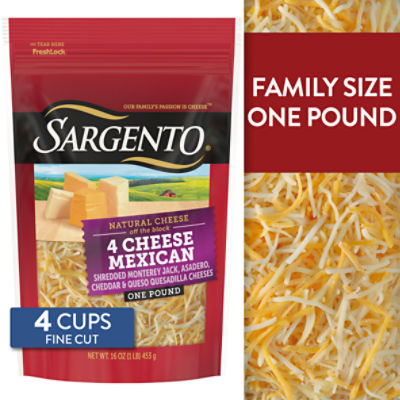 Sargento Fine Cut Shredded 4 Cheese Mexican Natural Cheese, 16 oz