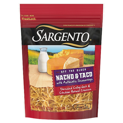 SARGENTO Shredded Nacho & Taco Natural Cheese with Authentic Seasonings, 8 oz