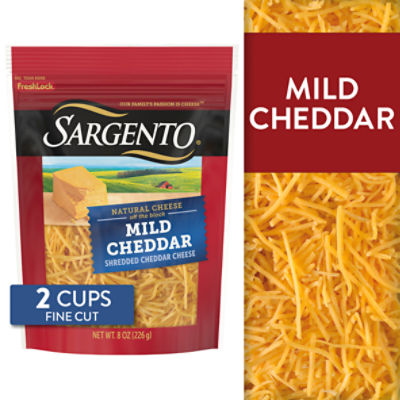 Sargento Shredded Mild Cheddar Cheese, 8 oz, 8 Ounce