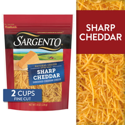 Sargento Sharp Shredded Cheddar Natural Cheese, 8 oz, 8 Ounce