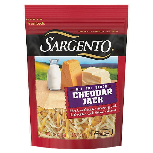 Mild Monterey Jack meets rich, tangy Cheddar and then gets shredded finely enough to deliver flavor to your salads and melt to your Mexican inspired dishes.nnShredded Cheddar, Monterey Jack & Cheddar-Jack Natural CheesesnnFresh-Lock®