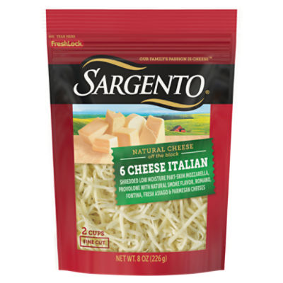 SARGENTO Shredded 6 Cheese Italian Natural Cheese, 8 oz