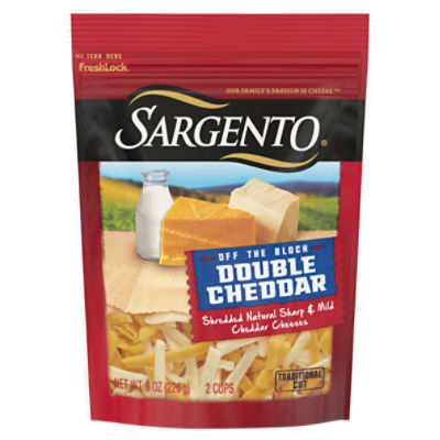 Sargento Shredded Natural Double Cheddar Cheese, 8 oz