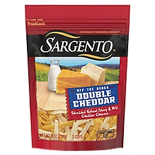 SARGENTO Shredded Natural Double Cheddar Cheese, 8 oz, 8 Ounce