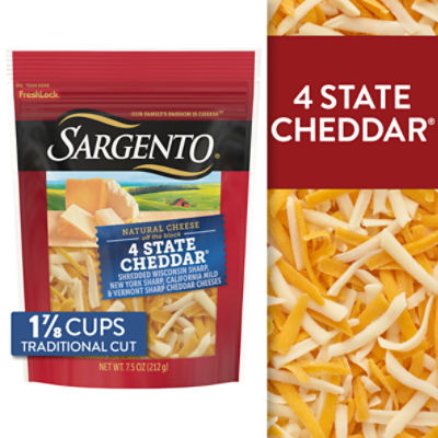 Sargento Shredded 4 State Cheddar Natural Cheese, 7.5 oz