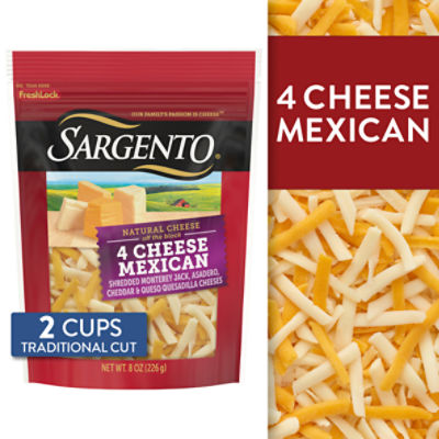 Sargento Traditional Cut 4 Cheese Mexican Natural Cheese, 8 oz