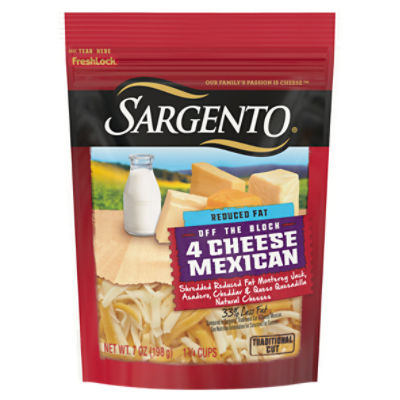 Sargento Shredded Reduced Fat 4 Cheese Mexican Natural Cheese, 7 oz