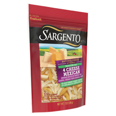 SARGENTO Shredded Reduced Fat 4 Cheese Mexican Natural Cheese, 7 oz