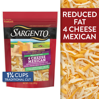 Sargento Shredded Reduced Fat 4 Cheese Mexican Natural Cheese, 7 oz, 7 Ounce