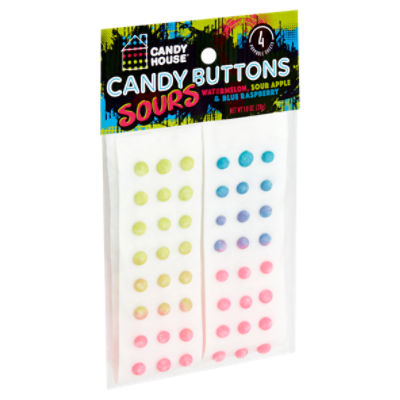 Candy House Watermelon, Sour Apple & Blue Raspberry Sours Candy Buttons, 1.0 oz