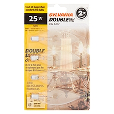 Sylvania Double Life 25W Small Base B10 Bulbs, 4 count