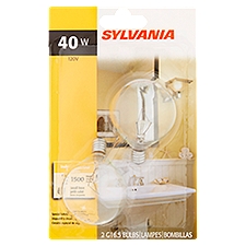 Sylvania 40W G16.5 Bulbs, 2 count