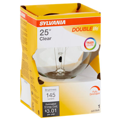 Sylvania Double Life 25W G25 Clear Bulb, 1 Each