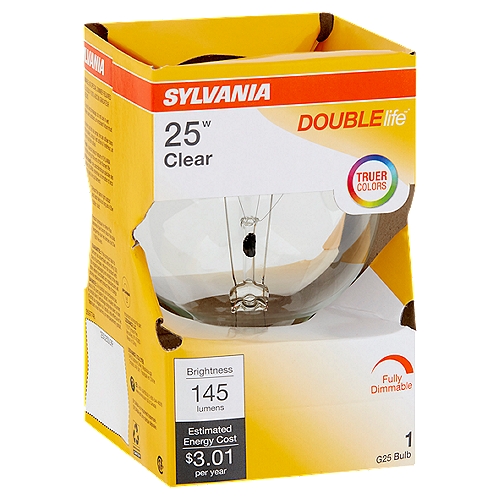 Sylvania Double Life 25W G25 Clear Bulb