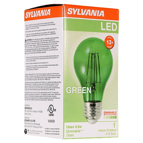 SYLVANIA LED Green Glass Filament A19 60W Light Bulb