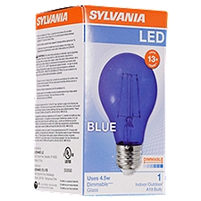 Sylvania LED 4.5W A19 Glass Blue Bulb, 1 Each