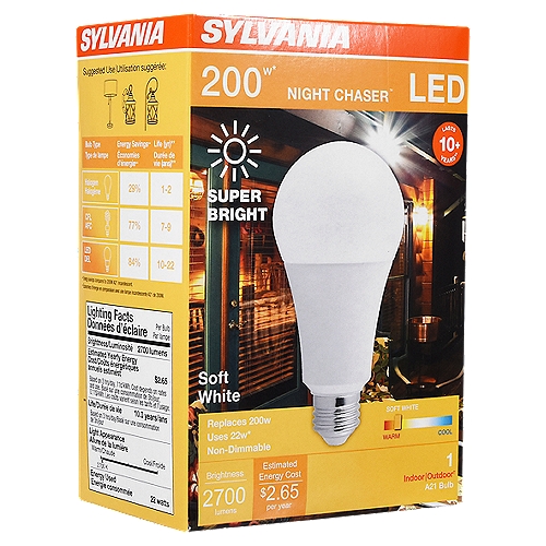 SYLVANIA Night Chaser LED A21 200W Soft White 2700K Frosted 1pk