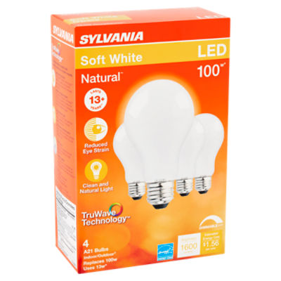 Sylvania Natural LED 100W Soft White A21 Bulbs, 4 count