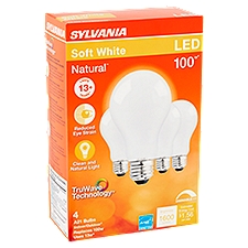 Sylvania Natural LED 100W Soft White A21 Bulbs, 4 count, 4 Each