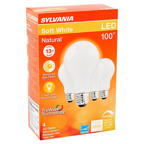Sylvania Natural LED 100W Soft White A21 Bulbs, 4 count
