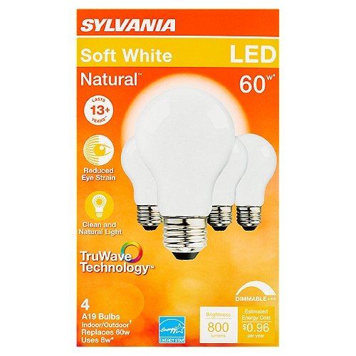 Sylvania Natural LED 60W Soft White A19 Bulbs, 4 count