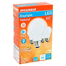 Sylvania Natural LED 60W Daylight A19 Bulbs, 4 count, 4 Each