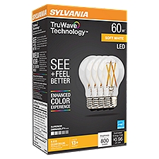 SYLVANIA TruWave Technology™ LED 60W A19 Soft White 2700K Clear 4pk