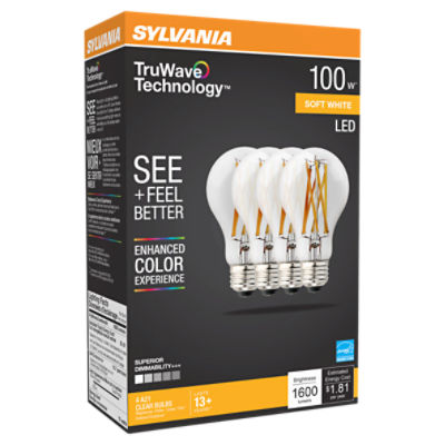 SYLVANIA TruWave Technology™ LED 100W A21 Soft White 2700K Clear 4pk