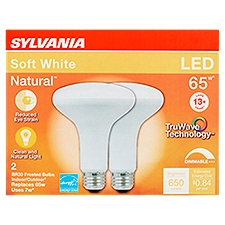 Sylvania Natural LED 65W Soft White BR30 Flood Frosted Bulbs, 2 count