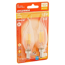 Sylvania Clear Bulbs LED 60W Soft White B10, 2 Each
