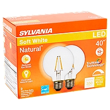 Sylvania Natural LED 40W Soft White G25 Clear Bulbs, 2 count
