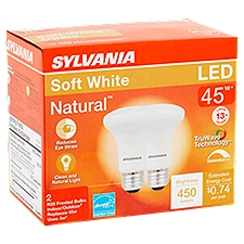 Sylvania Natural LED 45W Soft White R20 Frosted Bulbs, 2 count