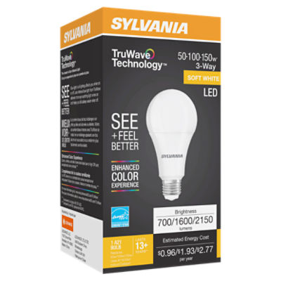 SYLVANIA TruWave Technology™ LED 3-Way 50W/100W/150W A21 Soft White 2700K Frosted 1pk