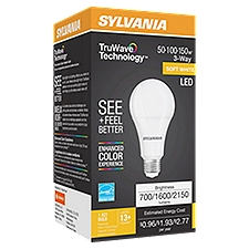 SYLVANIA TruWave Technology™ LED 3-Way 50W/100W/150W A21 Soft White 2700K Frosted 1pk