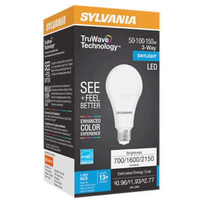 SYLVANIA TruWave Technology™ LED 3-Way 50W/100W/150W A21 Daylight 5000K Frosted 1pk